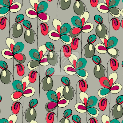 Behang Lucky Flowers Gray