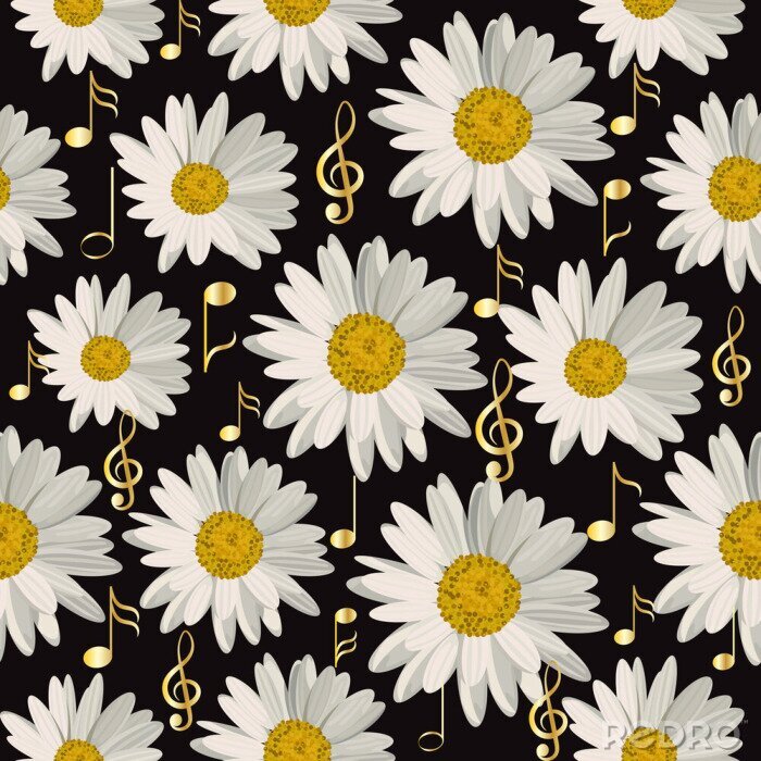 Behang Madeliefjes en noten