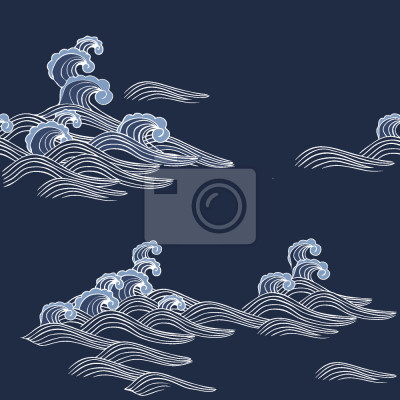 Behang Marineblauwe zee golven