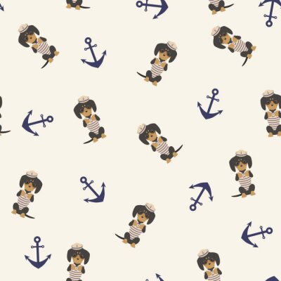 Behang Maritieme honden met ankers