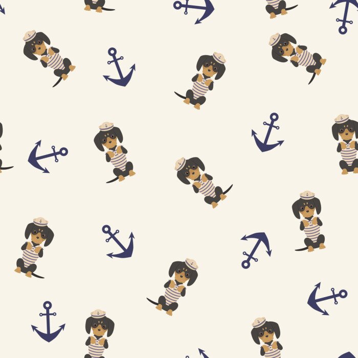 Behang Maritieme honden met ankers