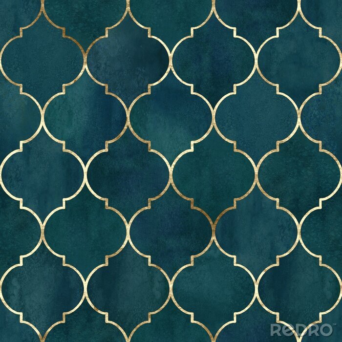 Behang Marokkaans marineblauw patroon