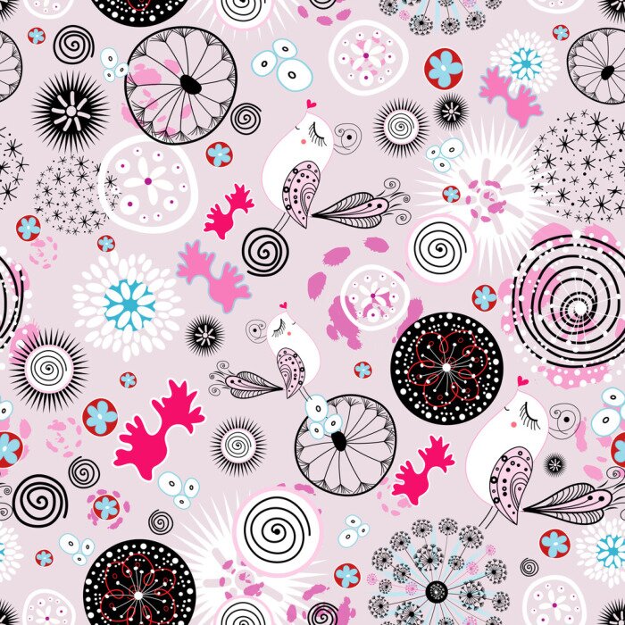 Behang Meisjesachtige ornamenten