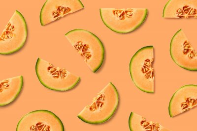 Meloen op een oranje achtergrond