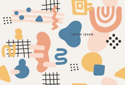 Behang Memphis style seamless pattern, modern abstract background, minimal covers design, Colorful geometric background