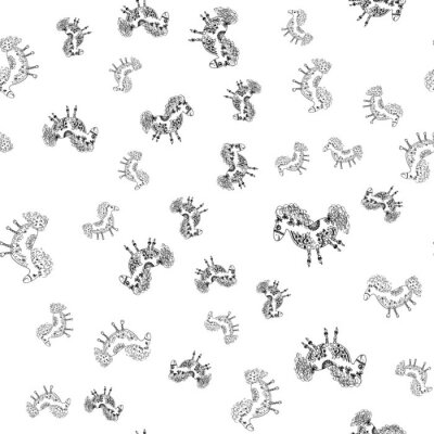 Behang Met potlood geschilderde paarden op een witte achtergrond