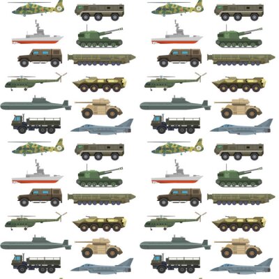 Behang Militaire tanks van het het legeroorlog van de vervoers vectorvoertuig technische en van het het defensievervoer van de de industriepantser van het het wapen naadloze patroon illustratie.