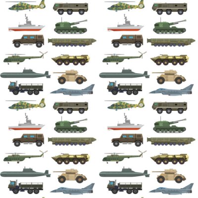 Behang Militaire tanks van het het legeroorlog van de vervoers vectorvoertuig technische en van het het defensievervoer van de de industriepantser van het het wapen naadloze patroon illustratie.
