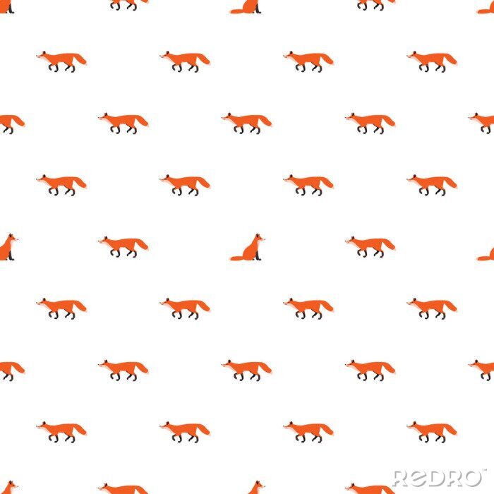 Behang Miniatuur vossen op een witte achtergrond