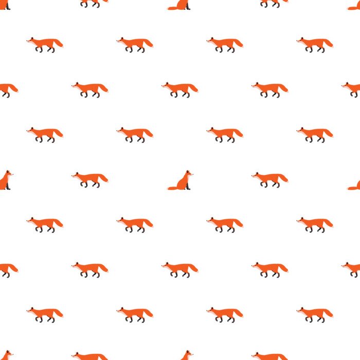 Behang Miniatuur vossen op een witte achtergrond