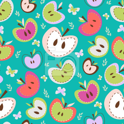 Behang Miniatuurvlinders en appelhelften