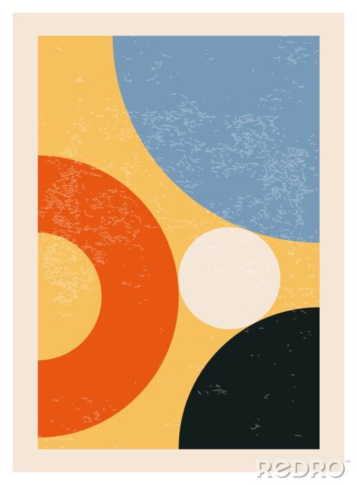 Behang Minimal 20s geometric design poster, vector template with primitive shapes