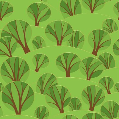 Behang Minimalistisch landschap met bomen