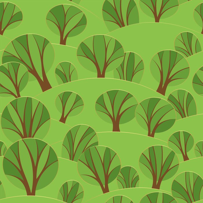 Behang Minimalistisch landschap met bomen