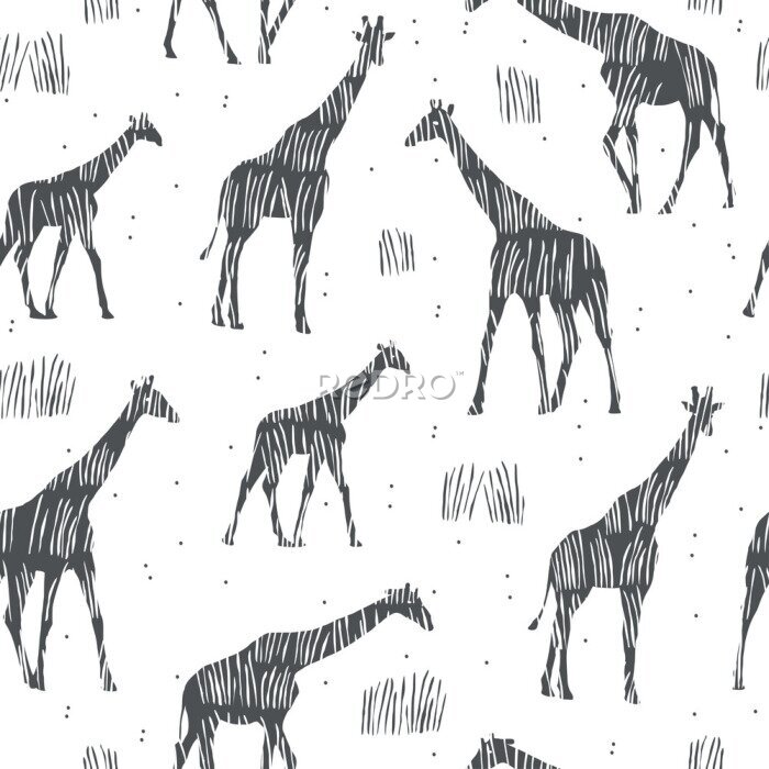 Behang Minimalistisch ontwerp met giraffen