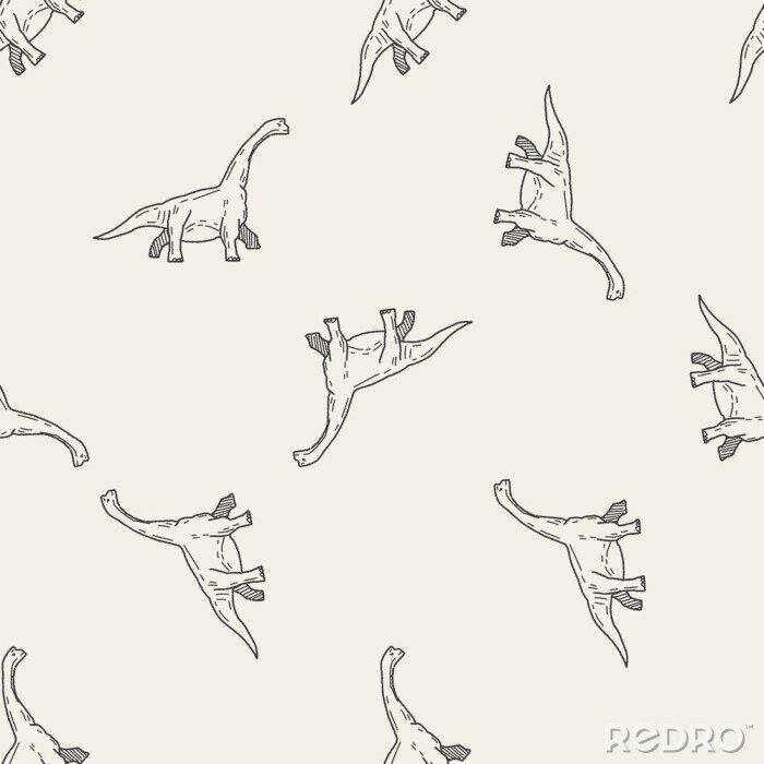 Behang Minimalistisch patroon met dinosaurussen