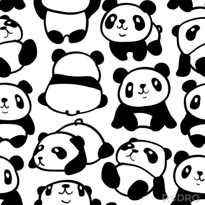 Behang Minimalistisch patroon met panda's