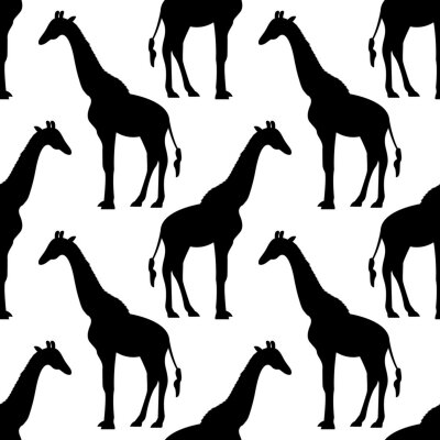Behang Minimalistisch zwart-wit giraffen naadloos patroon