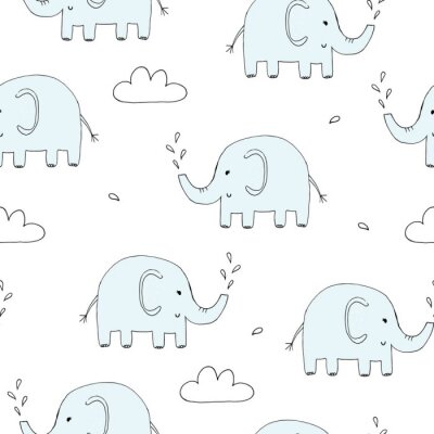 Minimalistische blauwe olifanten