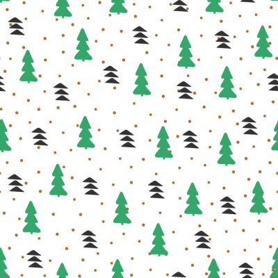 Behang Minimalistische groene en zwarte bomen