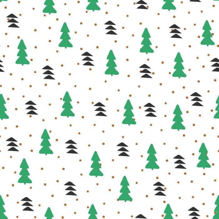 Behang Minimalistische groene en zwarte bomen