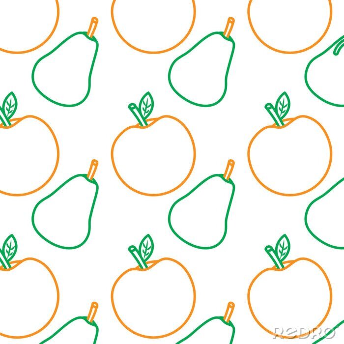 Behang Minimalistische kleurrijke appels en peren