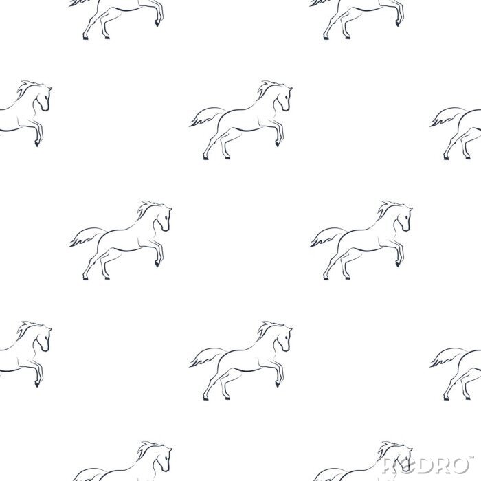 Behang Minimalistische paarden op een witte achtergrond