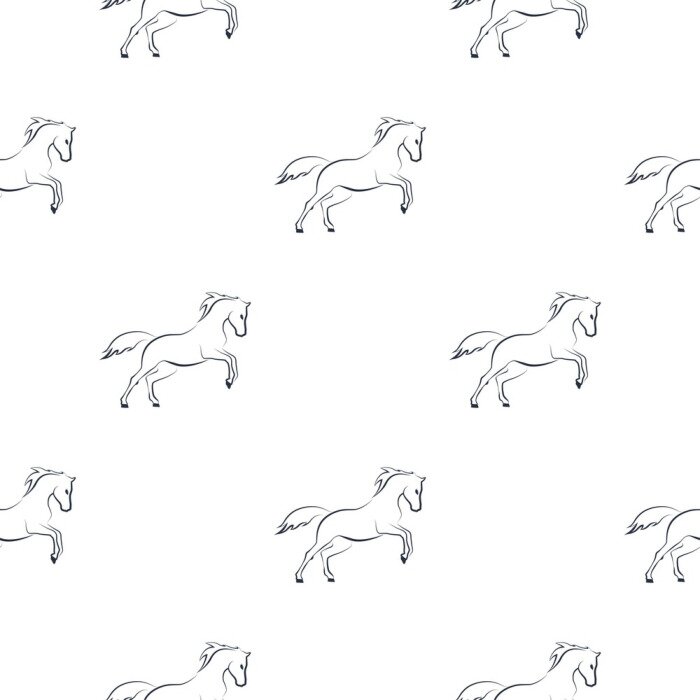 Behang Minimalistische paarden op een witte achtergrond