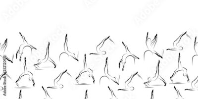 Behang Minimalistische silhouetten van yogabeoefenaars