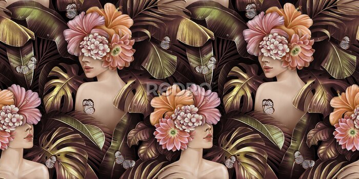 Behang Mode tussen de bladeren