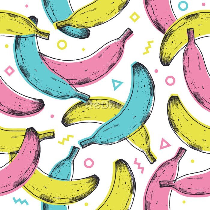 Behang Modern memphis stijl banaan