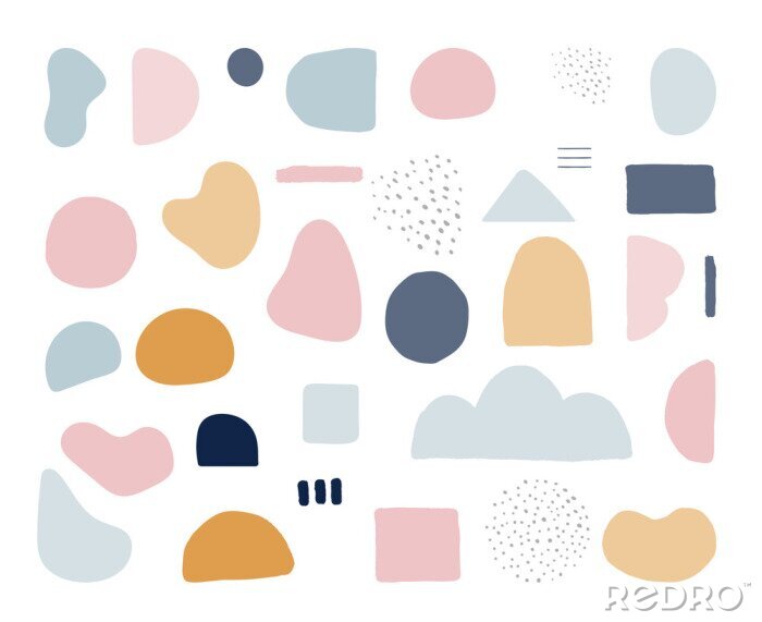 Behang Modern trendy abstract shapes in pastel colors. Scandinavian clean vector design