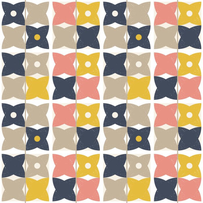 Behang Modern vector abstracte naadloze geometrische patroon met halve cirkels en cirkels in retro-Scandinavische stijl