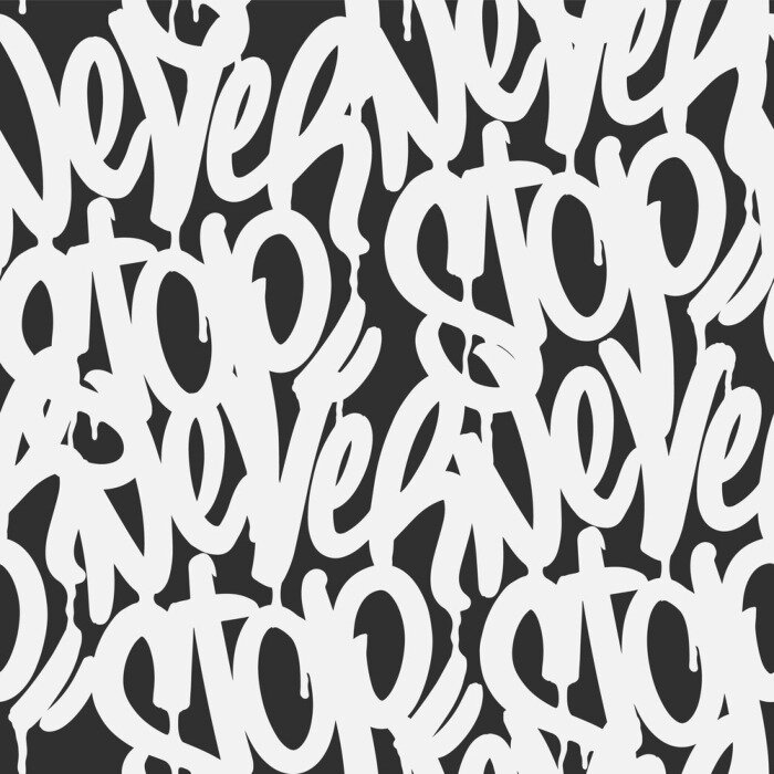 Behang Modern zwart-wit graffitipatroon