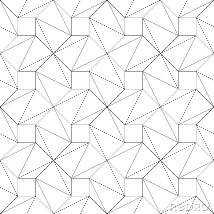 Behang Monochrome geometrische dunne lijn naadloos patroon. Zwarte en witte achtergrond. vector illustratie