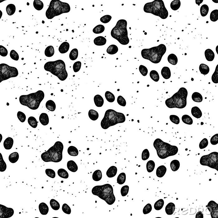Behang Monochrome hondenpootjes