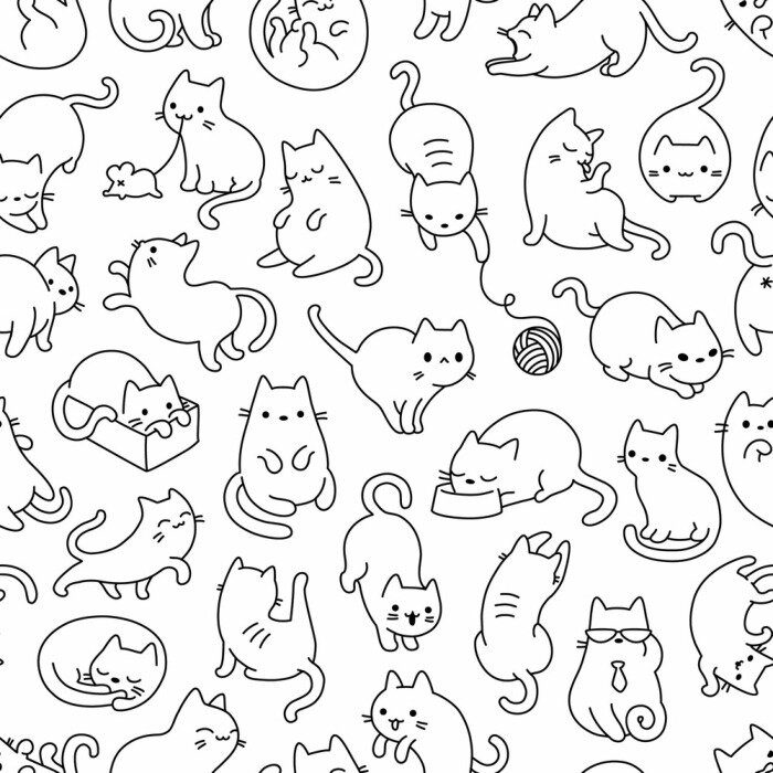 Behang Monochrome katten die vrolijk spelen