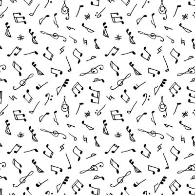 Behang Monochrome naadloze muziek patroon