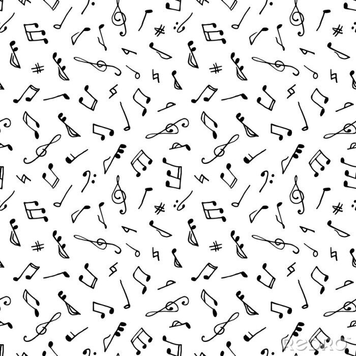 Behang Monochrome naadloze muziek patroon