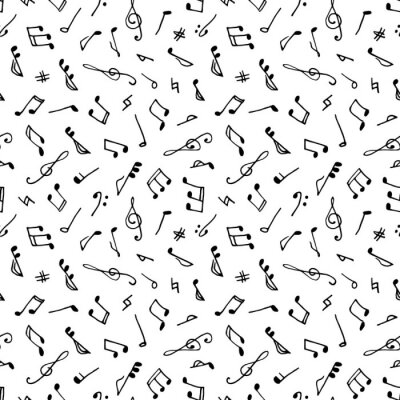 Behang Monochrome naadloze muziek patroon