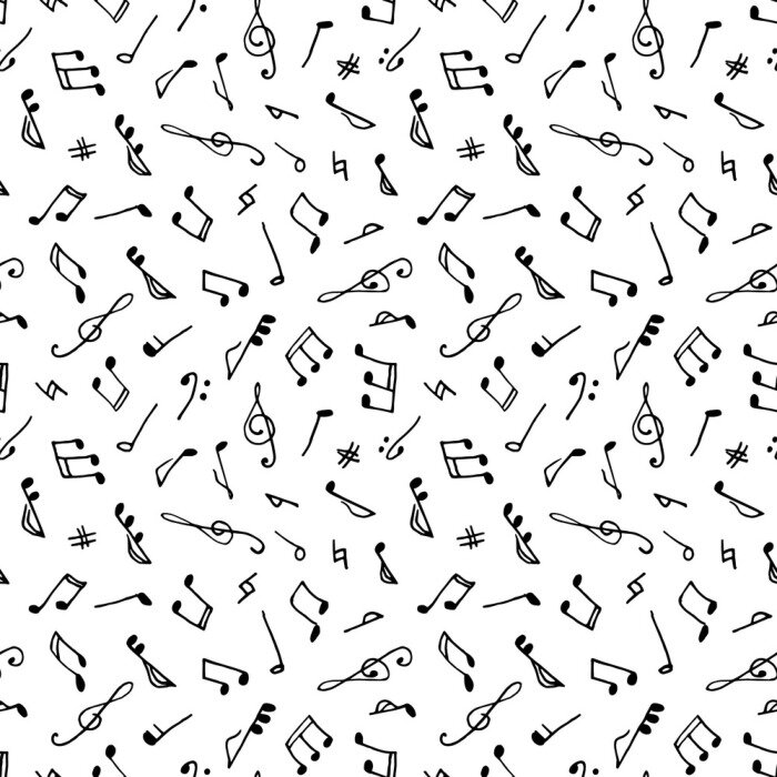 Behang Monochrome naadloze muziek patroon