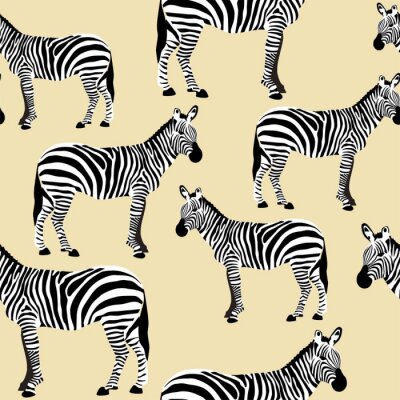 Behang Monochrome zebra op beige achtergrond