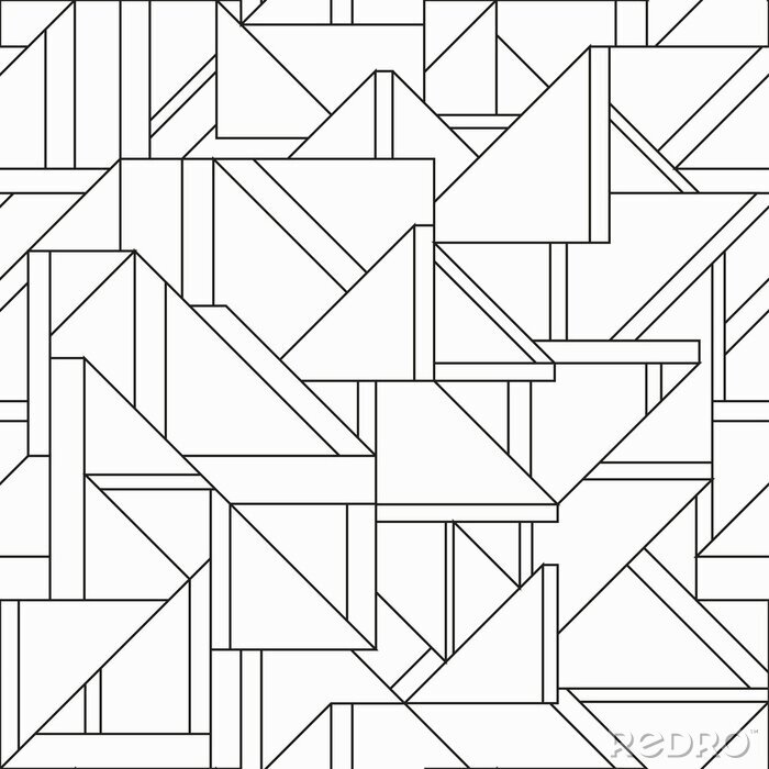 Behang Monochroom driehoek patroon