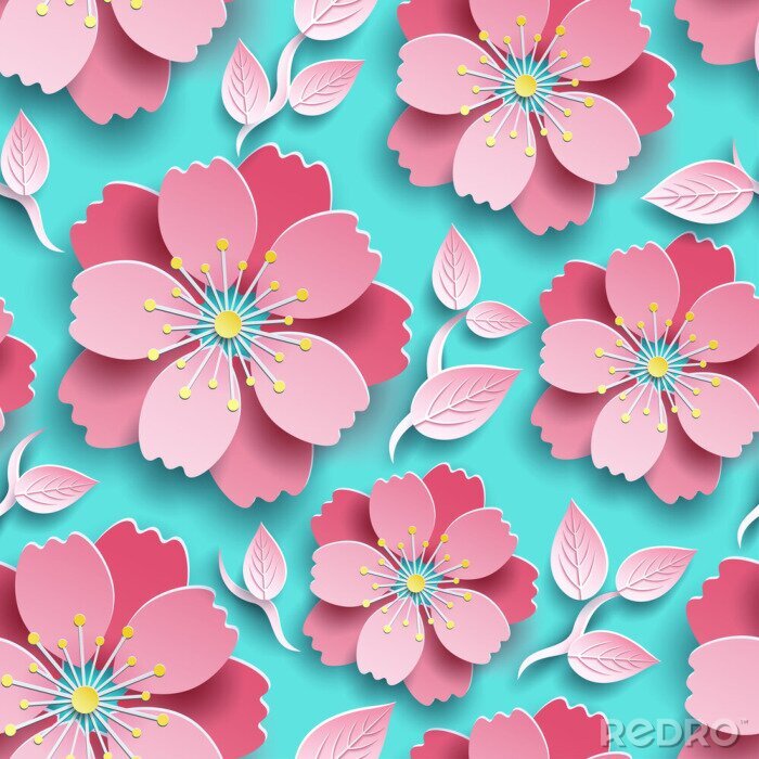 Behang Mooi helder naadloos patroon met sakura