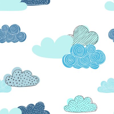 Behang Mooi naadloos patroon van krabbelwolken. ontwerp achtergrond wenskaarten en uitnodigingen en voor babykleding.