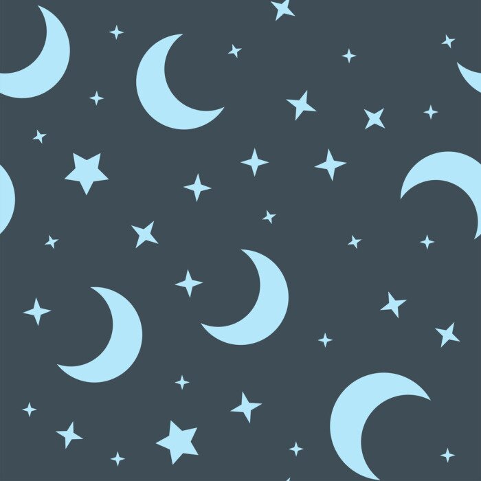 Behang Moon and stars seamless pattern. Sky texture background. Star and moons.