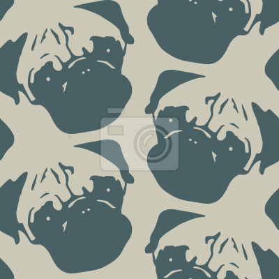 Behang Mops hondenkoppen