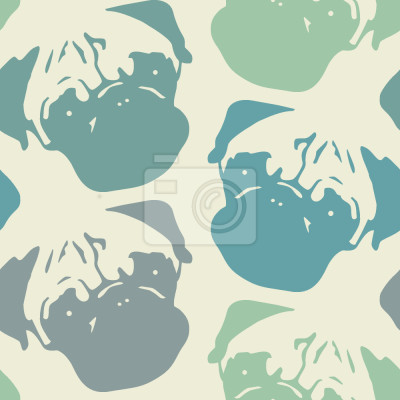 Behang Mops hondenkoppen in pastelkleur