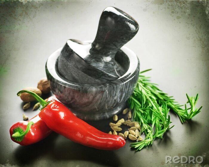 Behang Mortel en kruiden