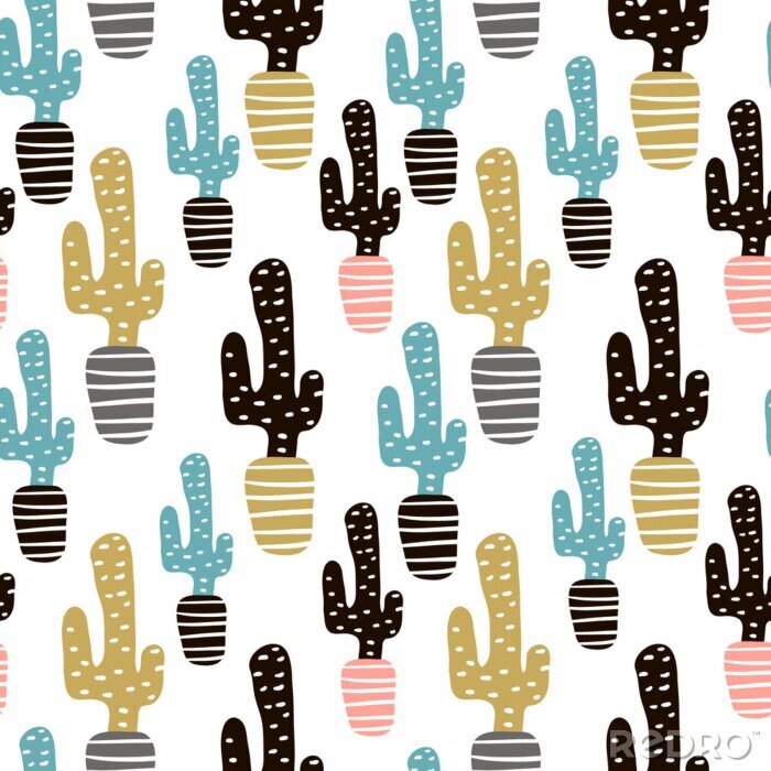 Behang Motief met cactussen